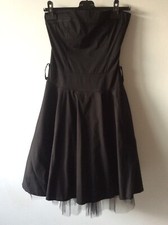 vestito in cotone nero senza spalline con sottogonna in tulle, made in Italy