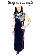 Vestito elegante Donna Abito da Cerimonia Velluto Pagliette Cheongsam Qipao