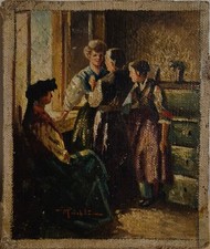 Nicola Palizzi, bozzetto, olio su tela cartonata, 1860,cm 18x15.