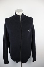 FRED PERRY MAGLIONE CARDIGAN VINTAGE UOMO TG L MAN SWEATER CASUAL LOGO COTONE