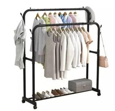 Stand Appendiabiti con rotelle barra doppia porta grucce 162x77x37 cm