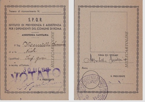 Tessera 1948 assistenza - tessera,