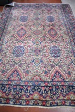 Tappeto Orientale Fatto A Mano 282x192 Beige Fantasia Rosa Blu