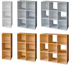 LIBRERIA SCAFFALE MODERNA LEGNO RIPIANI CUBI MENSOLE PARETE DESIGN CASA UFFICIO