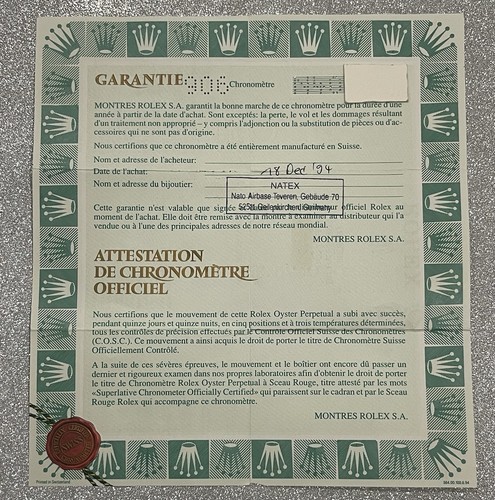 Guarantee rolex gmt - guarantee,