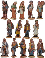 Statuine Pastori in Resina Da 10 Cm Personaggi per Presepe 14 Pezzi