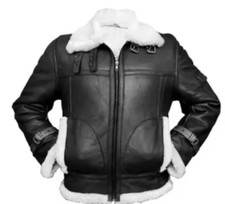 Handmade Men Black Leather Fur