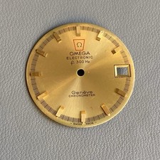 Originale Omega Electronic Geneve cronometro data finestra orologio quadrante oro 29,6 mm