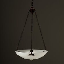 ANTICO LAMPADARIO A SOSPENSIONE PLAFONNIER PIETRA DI LUNA JEFFERSON EDOARDIANO 20"