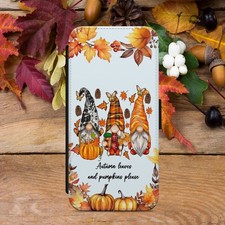 Custodia telefono autunno autunno gnomo gonk iPhone Samsung Google Pixel flip portafoglio cover