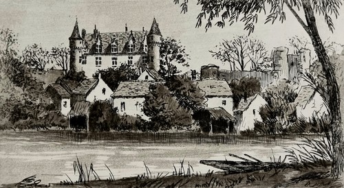 Estampe ancienne château de - estampe, "château