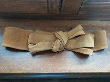 Cintura ZARA fusciacca pelle scamosciata marrone cammello fiocco tg.M 100*9cm 