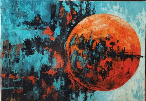 Pianeta rosso dipinto - rosso, –