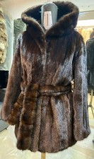 Occasione!! Vera pelliccia visone Rigenerata ,Con Cappuccio E Cintura ,44-46-48