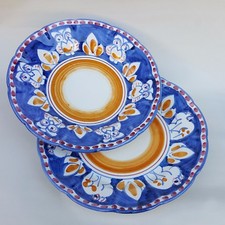 Coppia di Piatti in Ceramica Vietri 2 pezzi 100% decorato a mano Blu antico