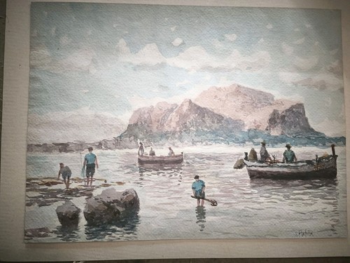 Acquerello veduta palermo - di,