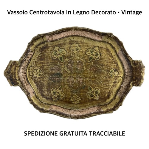 Vassoio legno decorato - in,