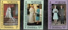 Dominica 1986 - Regina Elisabetta II - Set di 3 francobolli - Scott #950-2 - MNH