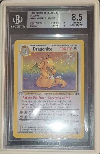Dragonite holo fossil 1ed bgs - dragonite,