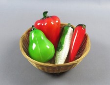 Frutta verdura vetro con cesto artigianato italiano vintage fine XX Sec.