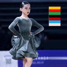 Abito da ballo latino in velluto per bambina bambino sala da ballo pratica danza