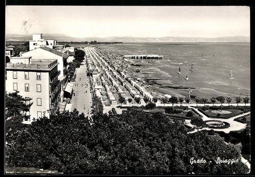 Cartolina grado spiaggia - cartolina, con