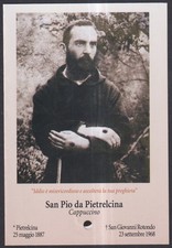 Holy card relic del Padre Pio