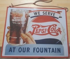 Introvabile INSEGNA PUBBLICITARIA PEPSI COLA in METALLO SMALTATA - Da parete