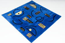 Tappeto alto pile lana blu