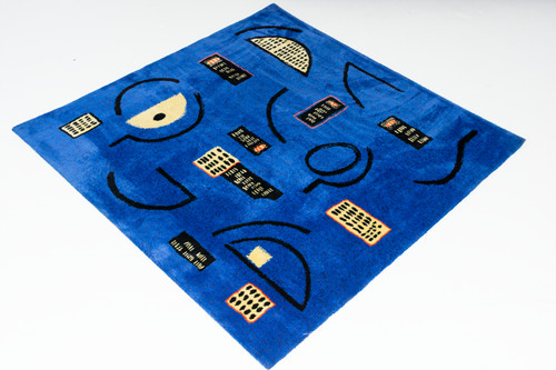 Tappeto alto pile lana - , blu