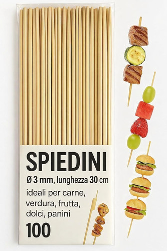 Set 100 spiedini - legno, 30