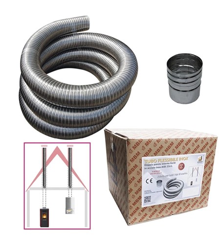Kit tubo flessibile inox - tubo, mt