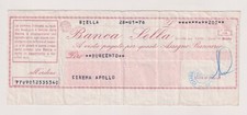 Miniassegni  Banca SELLA LUNGO - 200 lire Cinema Apollo 28.01.76 -Rif. BSELL1113