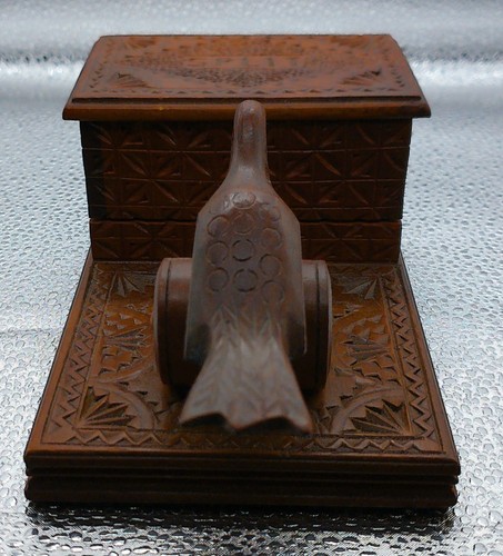 Vintage wooden cigarette box - cigarette,