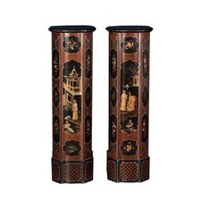 Coppia Colonne Porta Vaso Chinoiserie - XIX Secolo Italia