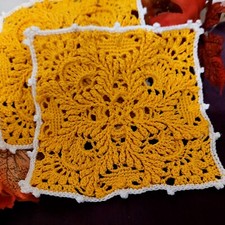 2pc Centrini uncinetto Cotone Giallo Home Decor Moderno Handmade Mandala 16x16Cm