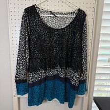 Marina Rinaldi tunica maglione donna XL multicolore stampato pizzo manica lunga