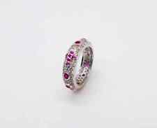 ANELLO ROSARIO CON ZIRCONI BIANCHI E ROSSO IN ARGENTO 925 RODIATO IN ORO BIANCO