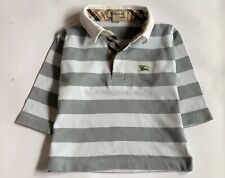 Burberry Baby Polo a righe grigie logo ricamato sul petto Tg. 6 mesi