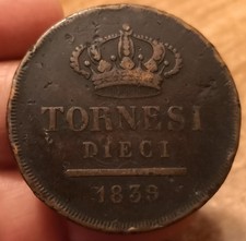 Moneta 10 Tornesi 1839, Regno