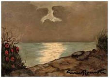 Gino Romiti, olio su faesite, marina.