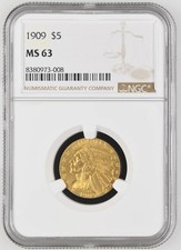 1909 Mezze aquile d'oro $5