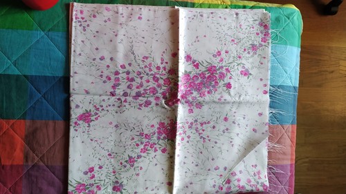 Scampolo seta fiori - fucsia,
