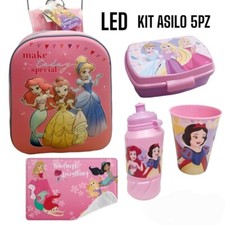 Set Scuola Asilo 5 pz Principesse Disney School Pack Completo Zaino 3D con led-