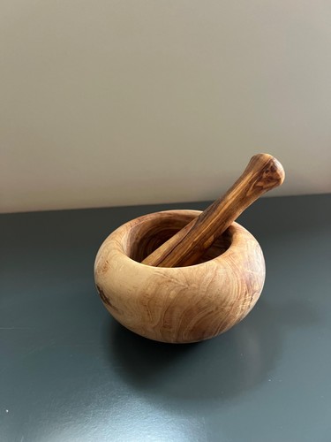 Mortaio pestello legno - e,