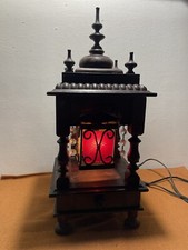 LAMPADA VINTAGE IN LEGNO CON PORTA LAMPADA CON VETRO E FERRO BATTUTO ANNI 60