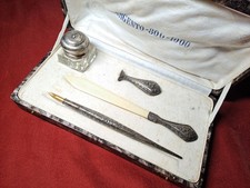 Argento Antico.set da scrivania in argento,anni '60;tagliacarte argento/plastica