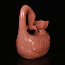 Candeliere a forma di cigno cinese antico 6,8" del forno Ru della dinastia Song.