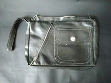 BORSELLO A MANO DA UOMO ANNI 70 IN SIMILPELLE NERA CON CERNIERE