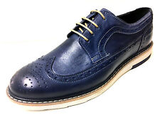 Nuovo Moda Blue Mocasin Mocassino pelle Blu Budapest Scarpe Uomo Lacci 41